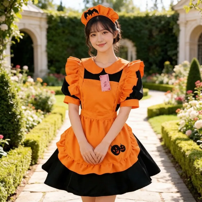 Halloween Lolita Maid Cosplay Dress Embroidery Pumpkin Bat Vampire Witch Lace Apron Ruffle Masquerade Party Role Play Costume
Halloween Lolita Maid Cosplay Dress Embroidery Pumpkin Bat Vampire Witch Lace Apron Ruffle Masquerade Party Role Play Costume