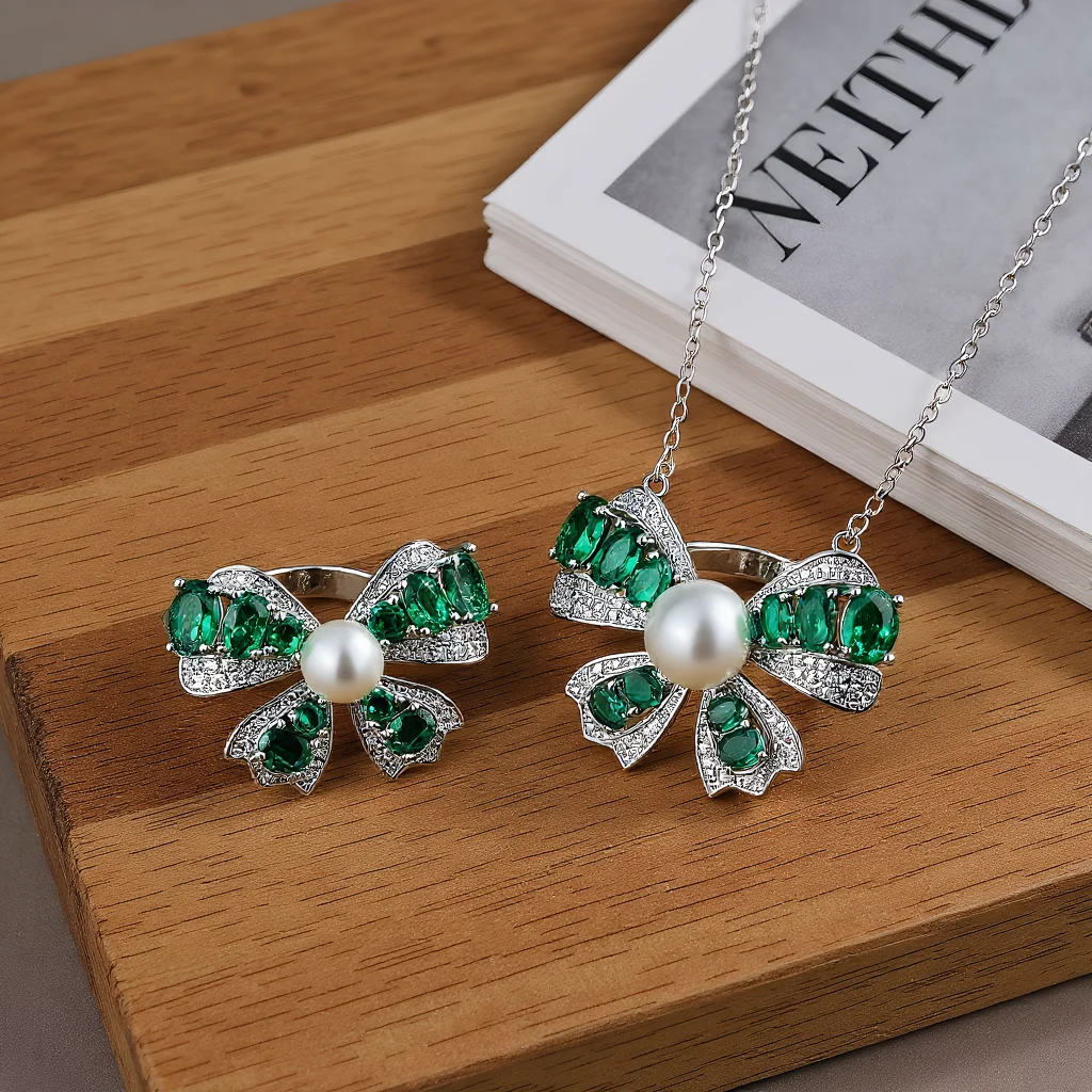 2pcs Elegant Vintage Jewelry Set for Women Mother of Pearl Gemstone Bow Necklace Shiny Crystal Choker Bridal Wedding Ring Party
2pcs Elegant Vintage Jewelry Set for Women Mother of Pearl Gemstone Bow Necklace Shiny Crystal Choker Bridal Wedding Ring Party