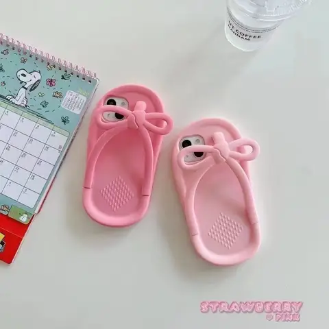 Para iPhone 15 14 13 12 11 Pro Max XR XS X 6 7 8 Plus SE lindas chanclas de flores 3D funda de teléfono de silicona suave cubierta trasera a prueba de golpes