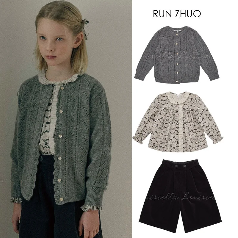 Girls' Sweater 2025 Autumn Grey Fashion Children's Knitted Cardigan Pure Cotton Floral Girls' Round Neck Shirt Wide Leg Pants
Girls' Sweater 2025 Autumn Grey Fashion Children's Knitted Cardigan Pure Cotton Floral Girls' Round Neck Shirt Wide Leg Pants