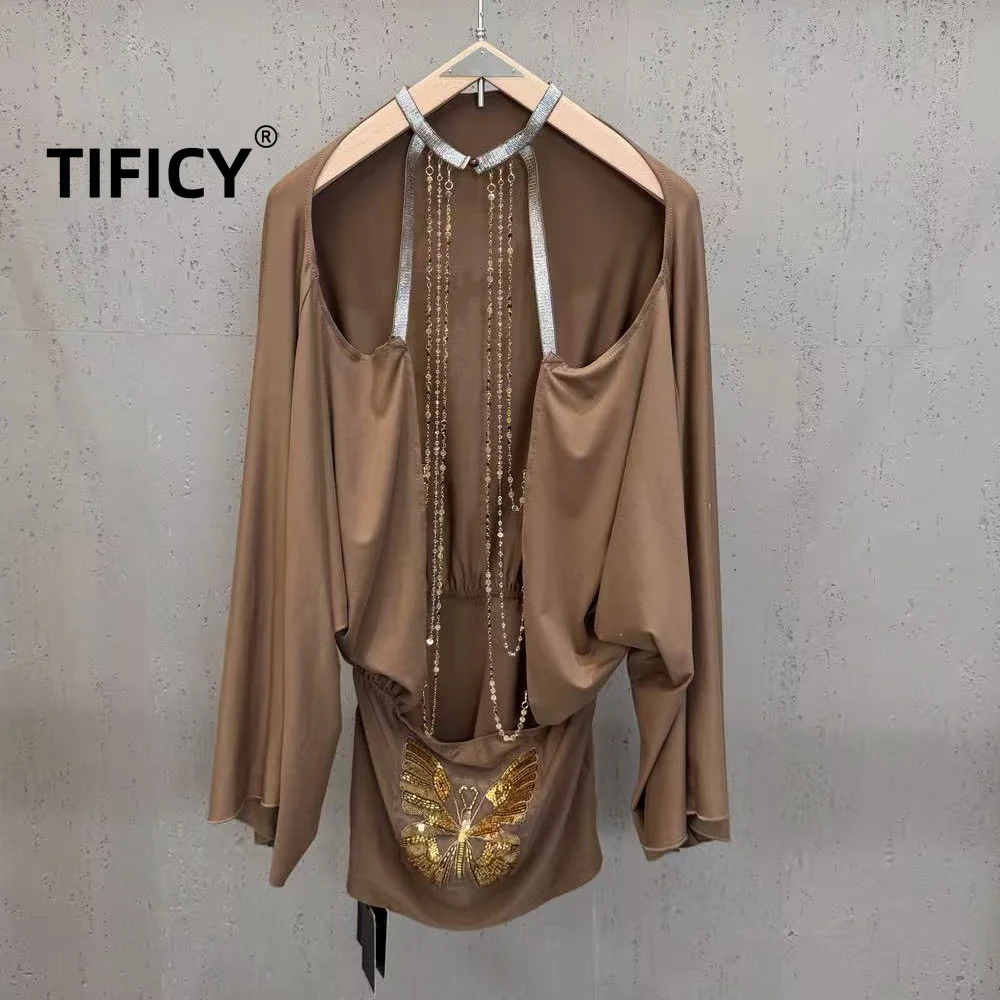 High Street Blouses Women's Shoulder Baring Backpack Buttocks Sexy Loose Bat Sleeve Slim Dresses Vestidos De Tricô Femenino
High Street Blouses Women's Shoulder Baring Backpack Buttocks Sexy Loose Bat Sleeve Slim Dresses Vestidos De Tricô Femenino