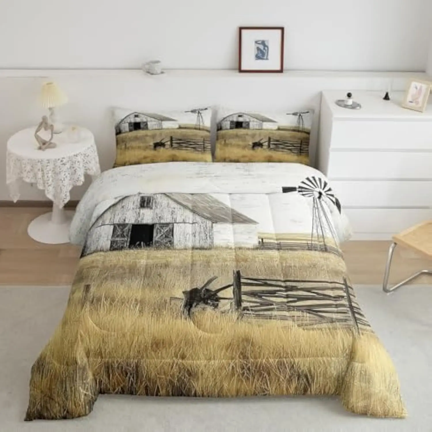 Farmhouse Comforter Set Queen Size Rustic Barn Bedding for Kids Adults Country Landscape Windmill Room Decor Horizontal Beddin
Farmhouse Comforter Set Queen Size Rustic Barn Bedding for Kids Adults Country Landscape Windmill Room Decor Horizontal Beddin