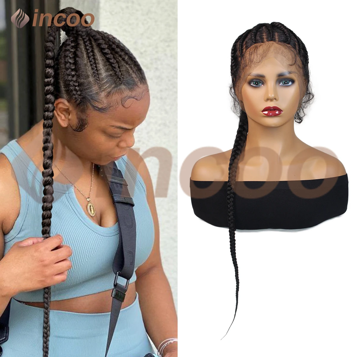 30 Inch Full Lace Knotless Box Ponytail Braided Wigs for Women Synthetic Light Weight Ponytail Wigs For Daily Or Costume Cosplay
30 Inch Full Lace Knotless Box Ponytail Braided Wigs for Women Synthetic Light Weight Ponytail Wigs For Daily Or Costume Cosplay