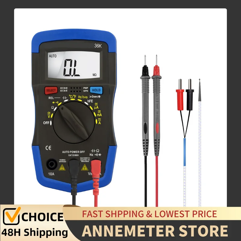 Digital Multimeter, 4000 Counts Auto-Ranging Voltmeter,Smart Measurement Voltage, Current, Resistance, Capacitance, Temperature
Digital Multimeter, 4000 Counts Auto-Ranging Voltmeter,Smart Measurement Voltage, Current, Resistance, Capacitance, Temperature