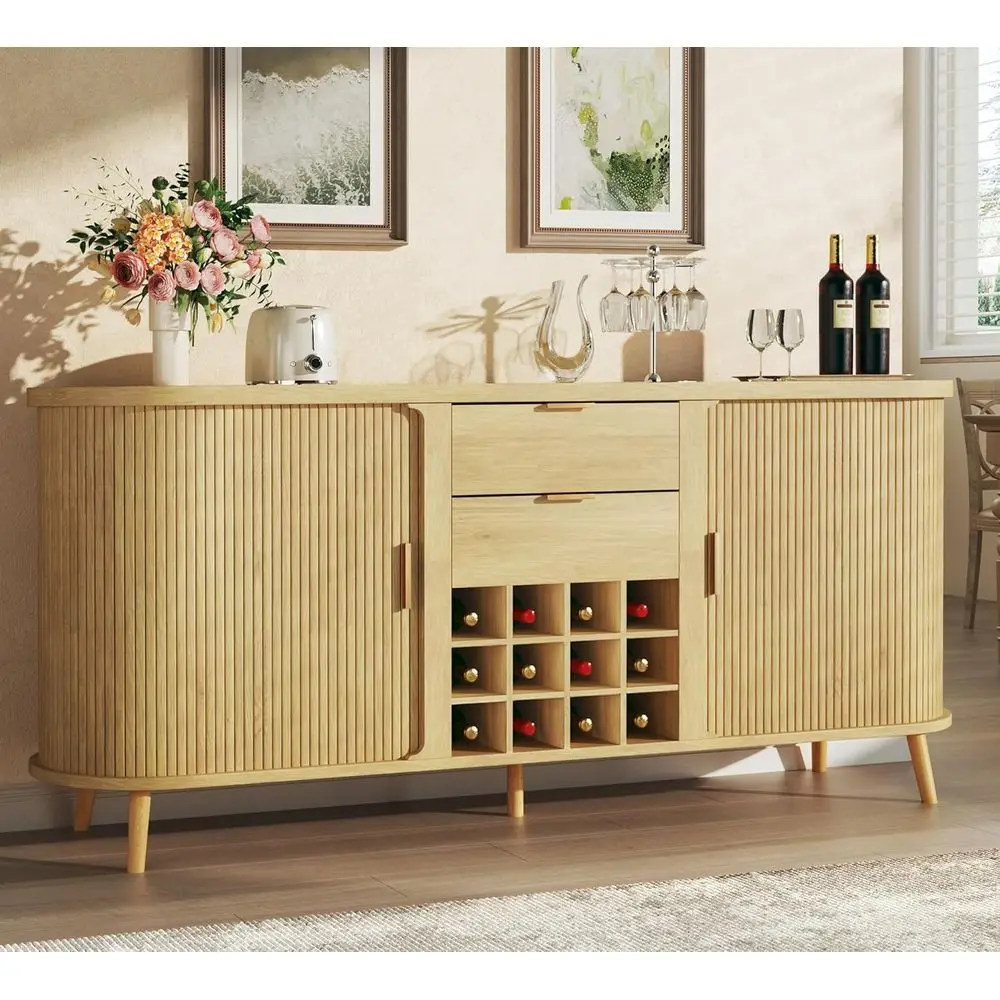 58 Oak Wine Bar Cabinet with Storage, Drawers & Adjustable Shelves for Kitchen or Living Room
58 Oak Wine Bar Cabinet with Storage, Drawers & Adjustable Shelves for Kitchen or Living Room