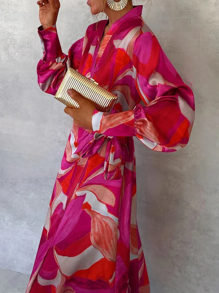 Spring Summer Women Long Sleeve Elegant Holiday Dress, Lace-Up Elastic Waist V-Neck Maxi Dress, Printing Patchwork Ladies Dress
Spring Summer Women Long Sleeve Elegant Holiday Dress, Lace-Up Elastic Waist V-Neck Maxi Dress, Printing Patchwork Ladies Dress