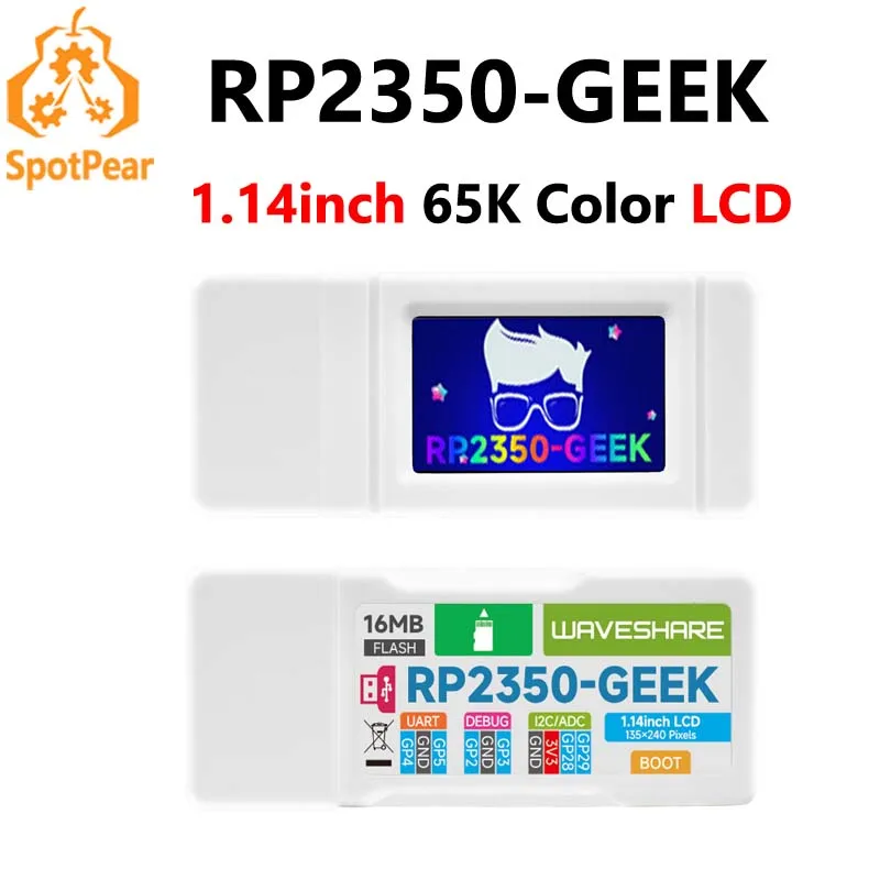 Waveshare RP2350-GEEK Raspberry Pi Pico 2 RP2350 GEEK 1,14-дюймовый ЖК-дисплей 240x135 65K SWD/UART/I2C для OpenOCD/CMSIS-DAP
Waveshare RP2350-GEEK Raspberry Pi Pico 2 RP2350 GEEK 1,14-дюймовый ЖК-дисплей 240x135 65K SWD/UART/I2C для OpenOCD/CMSIS-DAP