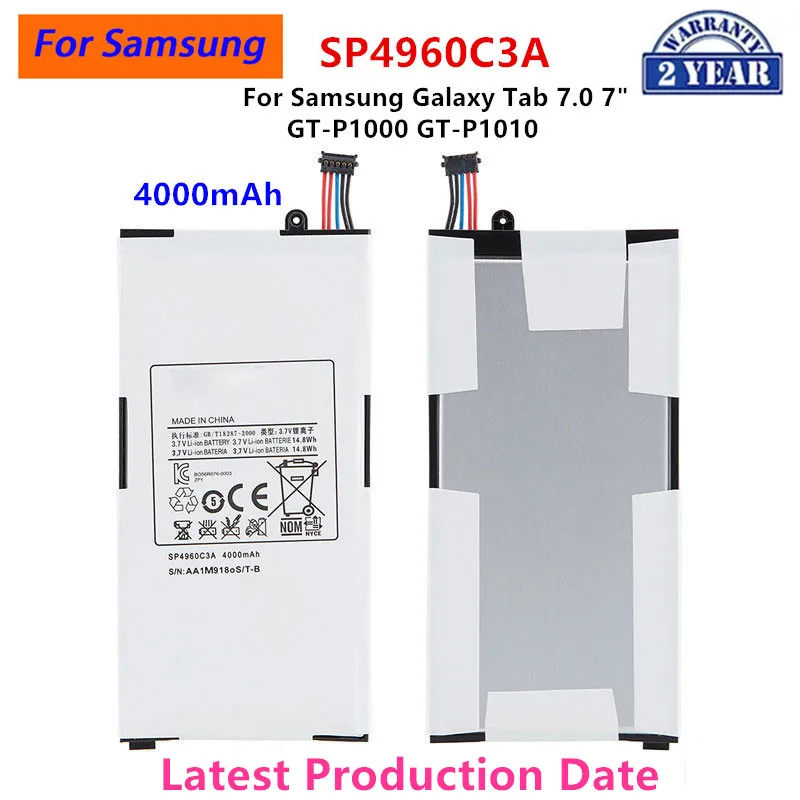Brand New SP4960C3A 4000mA Tablet Replacement Battery For Samsung Galaxy Tab 7.0 7" P1000 P1010 GT-P1000 GT-P1010
Brand New SP4960C3A 4000mA Tablet Replacement Battery For Samsung Galaxy Tab 7.0 7" P1000 P1010 GT-P1000 GT-P1010