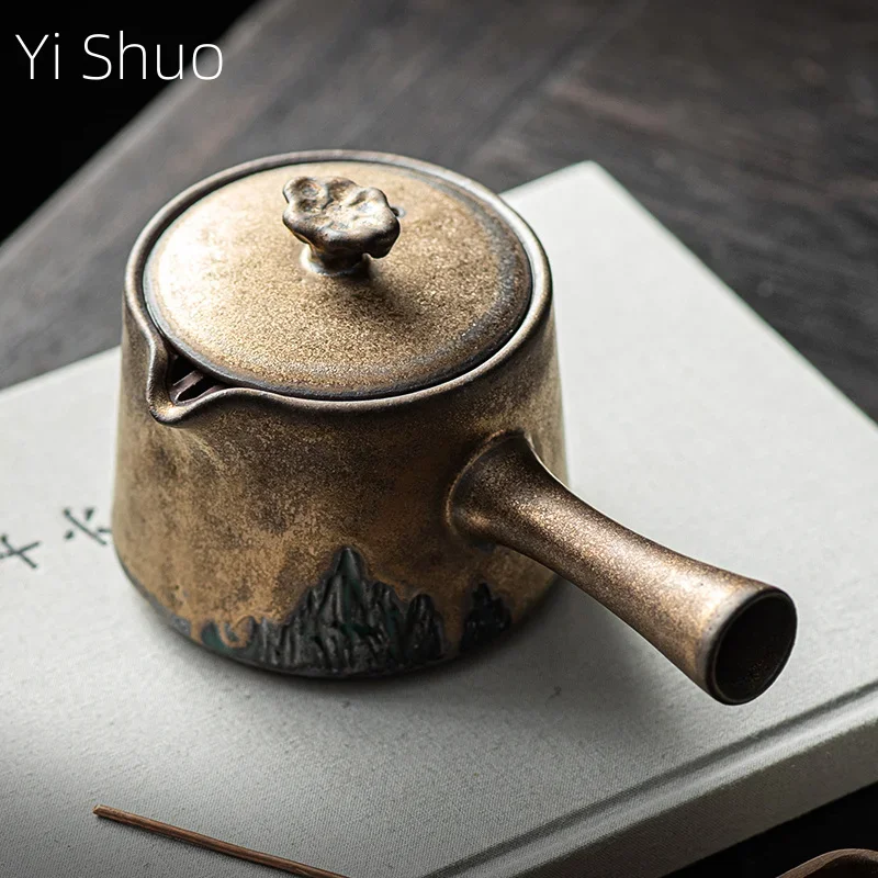 Gilt Kiln Change Side Handle Pot Japanese Ceramic Filter Brewing Teapot Coarse Pottery Single Pot Retro Tea Infuser Tea Kettle
Gilt Kiln Change Side Handle Pot Japanese Ceramic Filter Brewing Teapot Coarse Pottery Single Pot Retro Tea Infuser Tea Kettle
