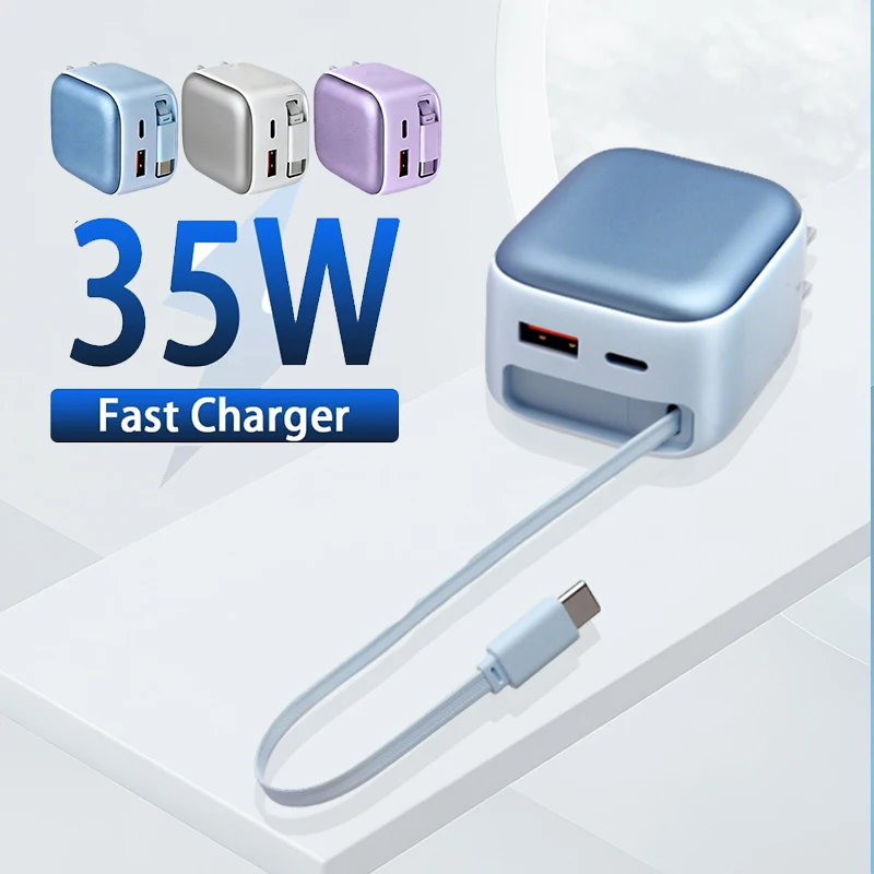 Быстрое зарядное устройство 35 Вт USB-C с выдвижным кабелем Type-C для iPhone 17, 16, 15, Samsung S26 Ultra, Xiaomi, адаптер быстрой зарядки PPS PD
Быстрое зарядное устройство 35 Вт USB-C с выдвижным кабелем Type-C для iPhone 17, 16, 15, Samsung S26 Ultra, Xiaomi, адаптер быстрой зарядки PPS PD