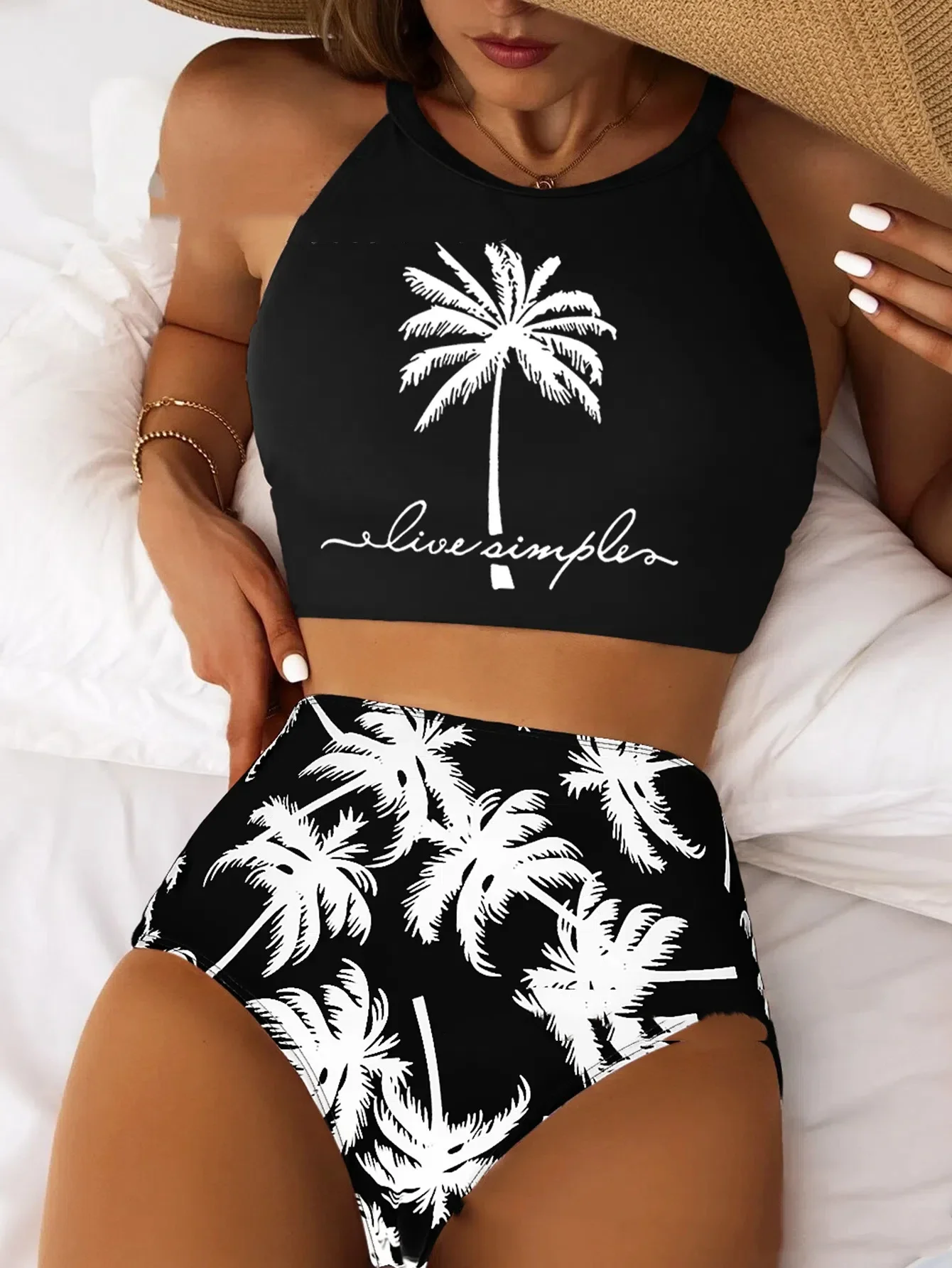 Fashion Holiday Tree Printed Bikini Set Women's Sexy Tie-Front High Waist Two-Piece Swimsuit Summer Two Piece High Rise Panties
Fashion Holiday Tree Printed Bikini Set Women's Sexy Tie-Front High Waist Two-Piece Swimsuit Summer Two Piece High Rise Panties