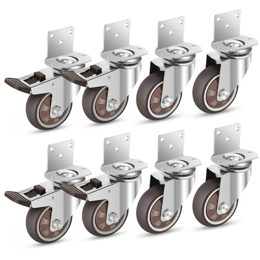 Side Mount Casters 3 Inch LShaped Heavy Duty Rubber Caster Set of 8, Ball Bearing 360 Degree Plate Swivel Castors Wheel, Casters
Side Mount Casters 3 Inch LShaped Heavy Duty Rubber Caster Set of 8, Ball Bearing 360 Degree Plate Swivel Castors Wheel, Casters