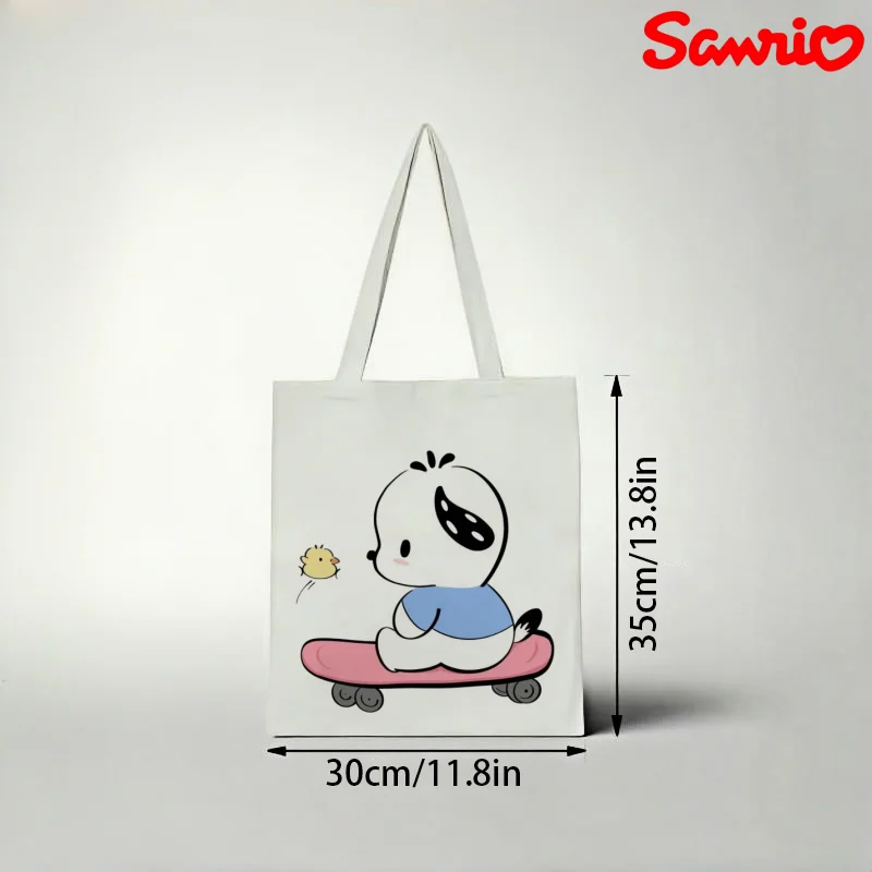 1pc Sanrio Pochacco Canvas Tote Bag, Skateboarding with Little Yellow Chick Print Eco Shoulder Bag
1pc Sanrio Pochacco Canvas Tote Bag, Skateboarding with Little Yellow Chick Print Eco Shoulder Bag