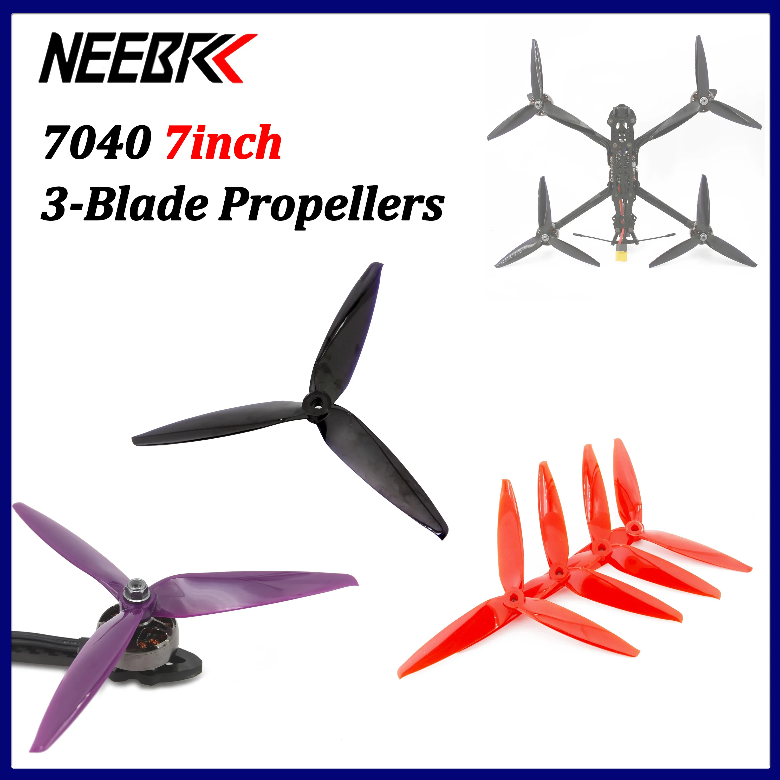 2Pairs NEEBRC 7040 7inch 3-Blade Propellers CW CCW for RC FPV Airplane Fixed-wing Racing Drone Quadcopter 2806.5 2807 Motor Part
2Pairs NEEBRC 7040 7inch 3-Blade Propellers CW CCW for RC FPV Airplane Fixed-wing Racing Drone Quadcopter 2806.5 2807 Motor Part