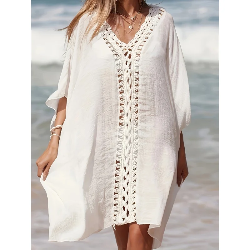 MOXDO Beach Cover-Up Dress: Sexy Patchwork with Polka-Dot Trim, Sun-Protective, Mid-Length, Perfect for the Beach, Pool, and Sea
MOXDO Beach Cover-Up Dress: Sexy Patchwork with Polka-Dot Trim, Sun-Protective, Mid-Length, Perfect for the Beach, Pool, and Sea