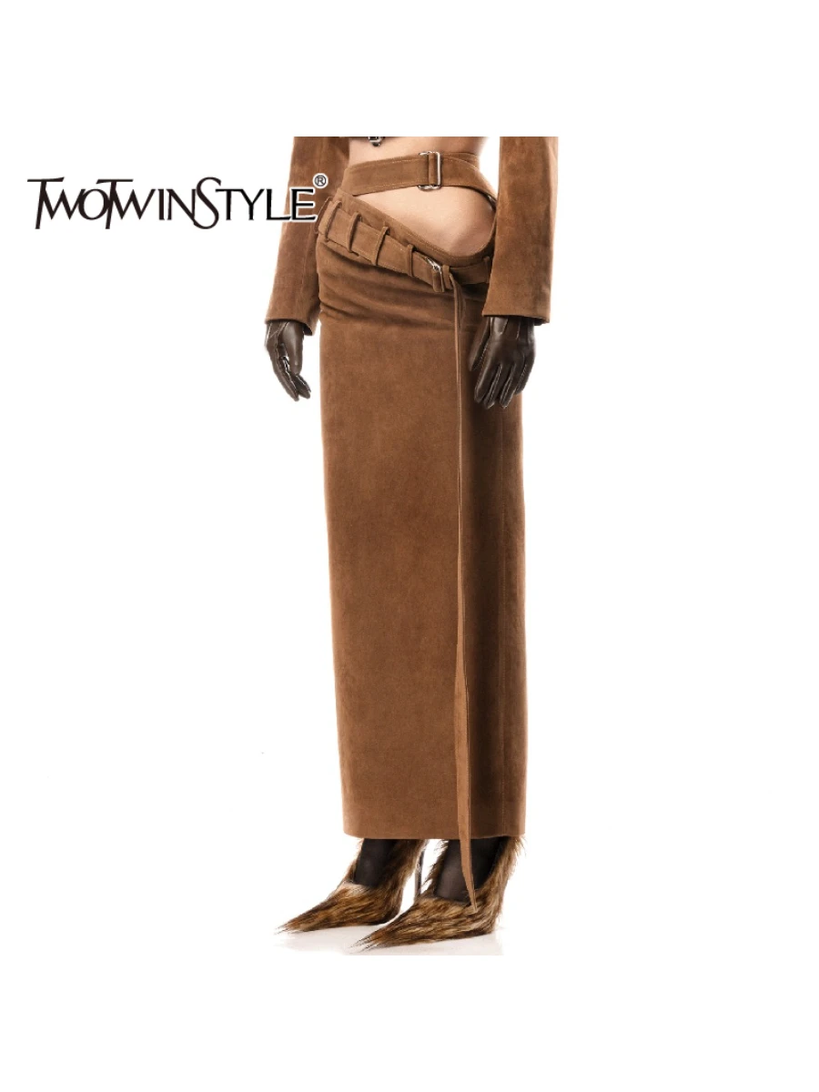 TWOTWINSTYLE однотонные элегантные длинные юбки на шнуровке для женщин, юбка нестандартной формы с высокой талией и разрезом, женская модная одежда, новинка
TWOTWINSTYLE однотонные элегантные длинные юбки на шнуровке для женщин, юбка нестандартной формы с высокой талией и разрезом, женская модная одежда, новинка