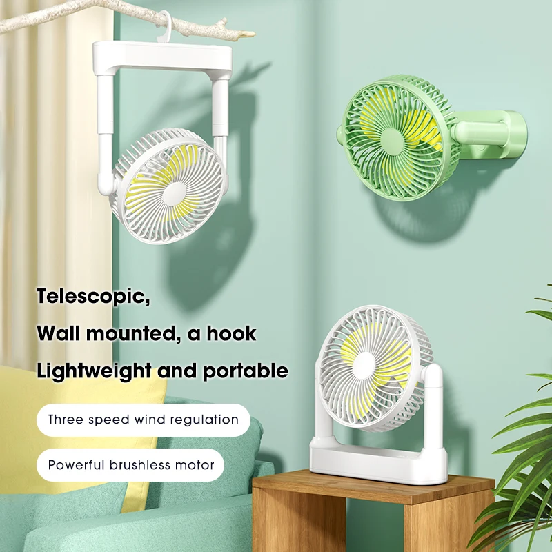 Настольный вентилятор с сильным потоком воздуха, три уровня скорости ветра, масштабируемый подвесной тип, подходит для дома и офиса, зарядка через USB 
Настольный вентилятор с сильным потоком воздуха, три уровня скорости ветра, масштабируемый подвесной тип, подходит для дома и офиса, зарядка через USB