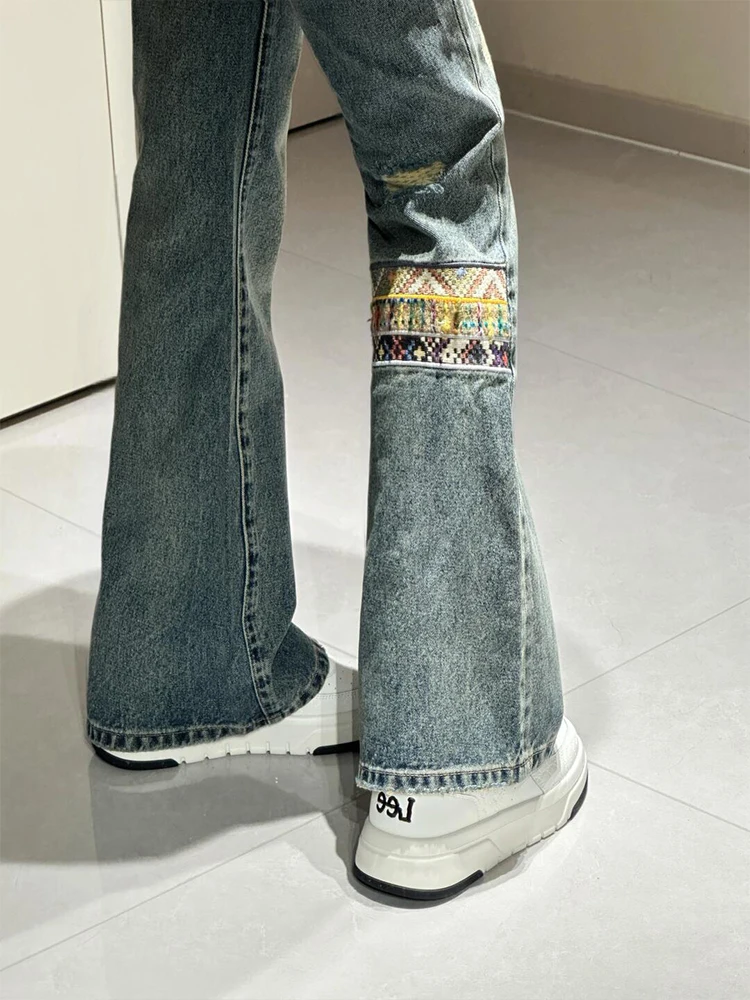 Мужские джинсы в стиле ретро с вышивкой цветами на ореховой основе, пэчворк, с дырками, прямые, слегка расклешенные, с эффектом похудения
Мужские джинсы в стиле ретро с вышивкой цветами на ореховой основе, пэчворк, с дырками, прямые, слегка расклешенные, с эффектом похудения