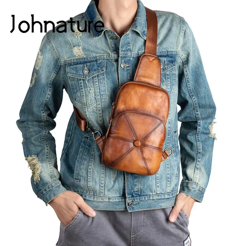 Johnature Vintage Genuine Leather Men Chest Bag Solid Color Versatile Natural Soft Cowhide Outdoor Leisure Crossbody Bags
Johnature Vintage Genuine Leather Men Chest Bag Solid Color Versatile Natural Soft Cowhide Outdoor Leisure Crossbody Bags
