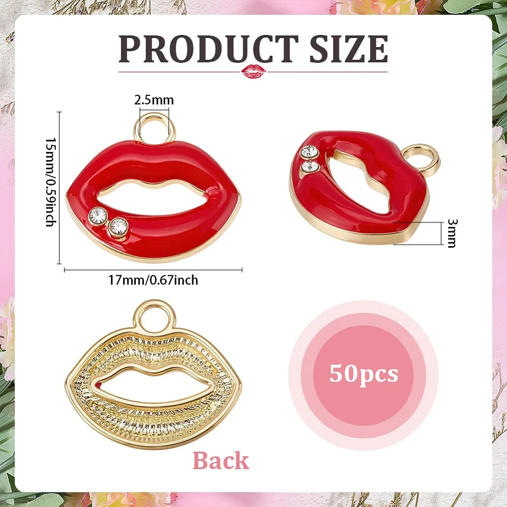 50Pcs Alloy Enamel Pendants with Rhinestone Lip Charms Golden 15x17x3mm Hole: 2.5mm
50Pcs Alloy Enamel Pendants with Rhinestone Lip Charms Golden 15x17x3mm Hole: 2.5mm
