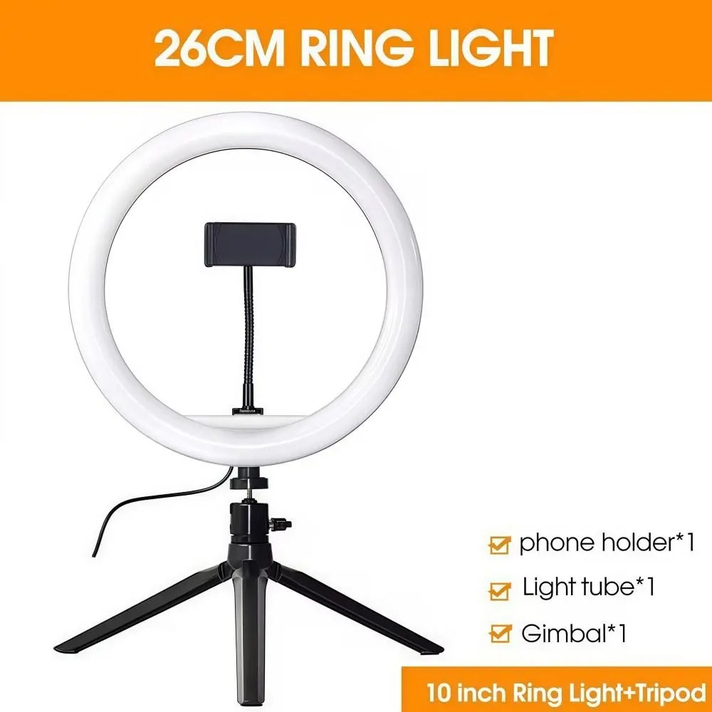 26CM 10" LED Shooting Light Ring with Tripod Stand Dimmable Phone Fill Light Durable Portable Photography Lights For Selfies
26CM 10" LED Shooting Light Ring with Tripod Stand Dimmable Phone Fill Light Durable Portable Photography Lights For Selfies