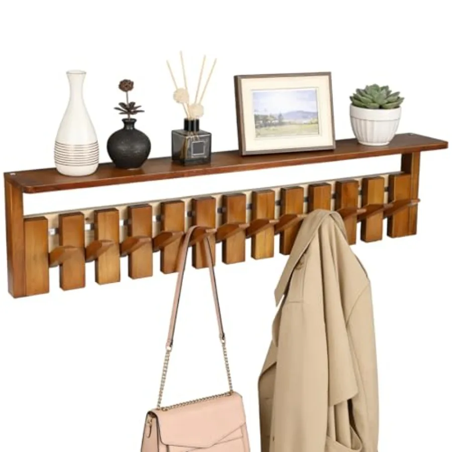 Wall Mounted Coat Rack 12-Hook Solid Wood Piano Key Hanger with Flip-Down Design Space-Saving Organizer for Coats Hats Bags Ide
Wall Mounted Coat Rack 12-Hook Solid Wood Piano Key Hanger with Flip-Down Design Space-Saving Organizer for Coats Hats Bags Ide