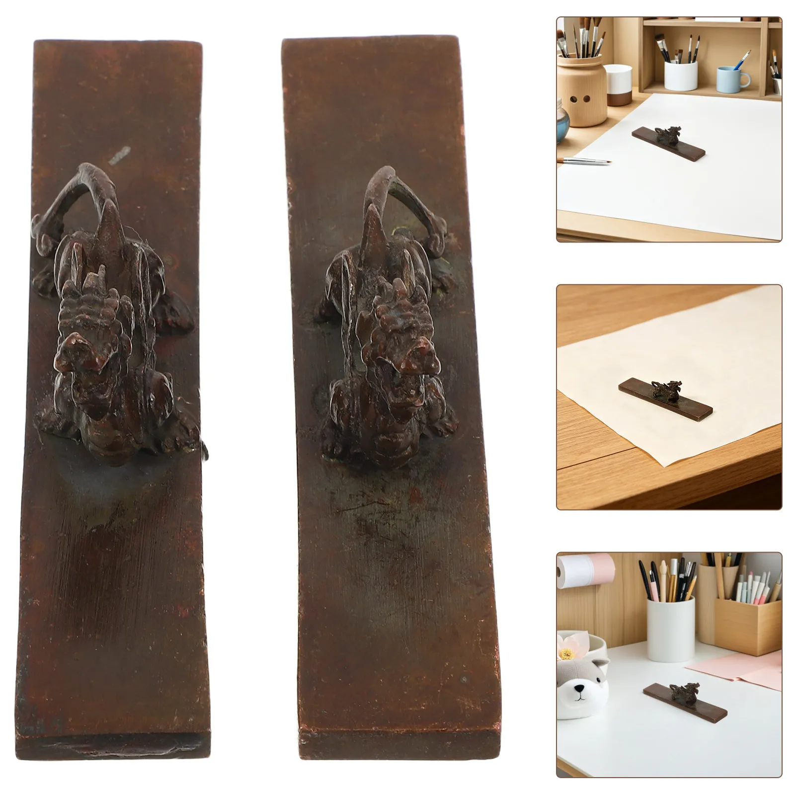 2Pcs Pixiu Paperweight Vintage Copper Calligraphy Desk Weight Heavy Metal Paperweight for Xuan Paper Chinese Writing Tool Brush
2Pcs Pixiu Paperweight Vintage Copper Calligraphy Desk Weight Heavy Metal Paperweight for Xuan Paper Chinese Writing Tool Brush