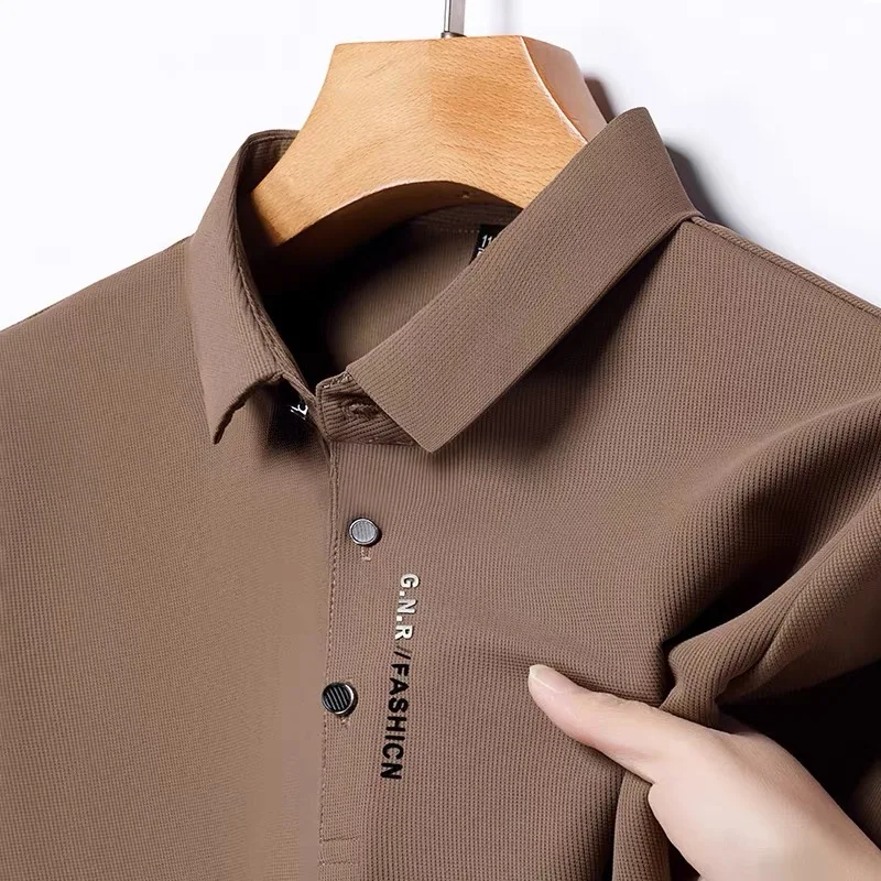Summer Men's New High end Customized Solid color Short Sleeve Golf Personalized Fashion Polo Shirt Comfortable Ice Silk T-shirt
Summer Men's New High end Customized Solid color Short Sleeve Golf Personalized Fashion Polo Shirt Comfortable Ice Silk T-shirt