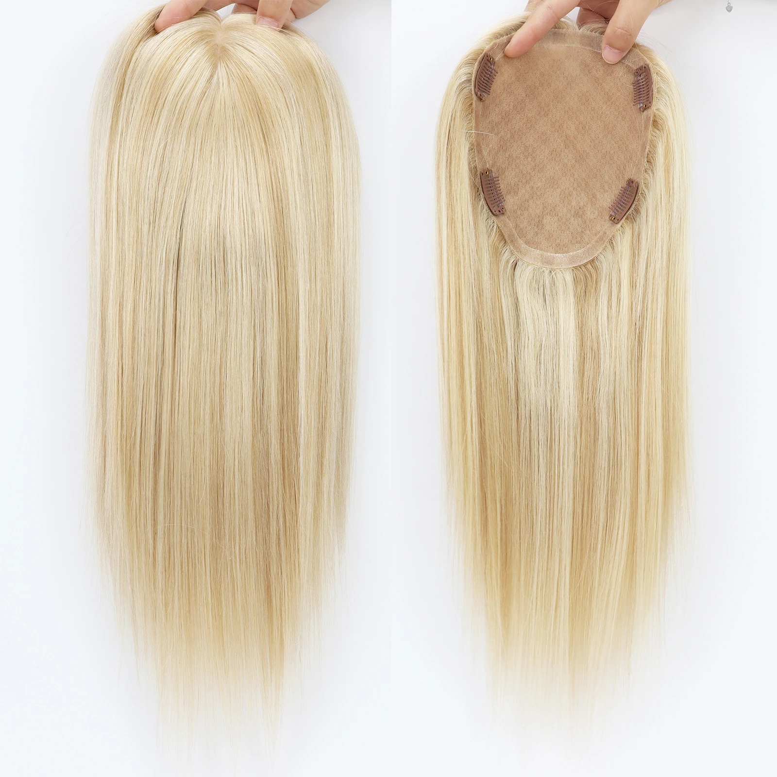 Silk Base Human Hair Topper #18/613 Straight Full Hand Tied Silk Top with Clips in Large Base Natural Scalp Breathable for Women
Silk Base Human Hair Topper #18/613 Straight Full Hand Tied Silk Top with Clips in Large Base Natural Scalp Breathable for Women