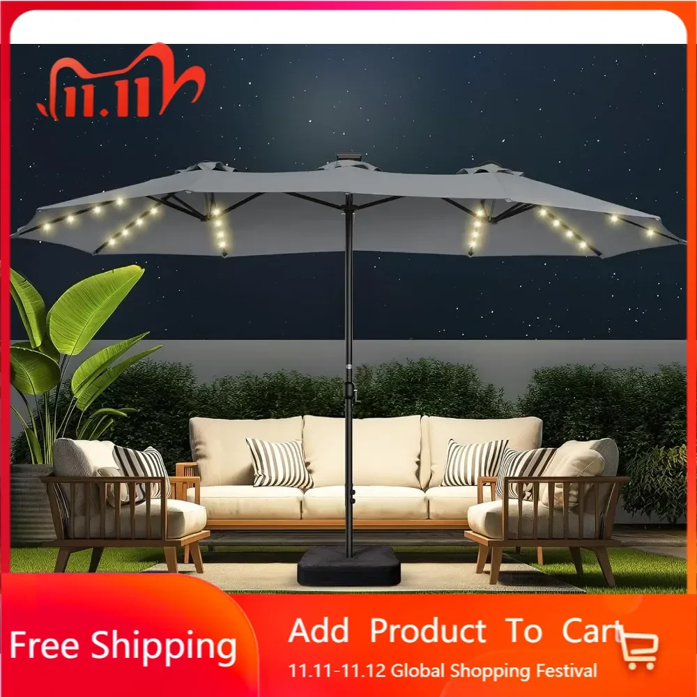 Double Sided Patio Umbrellas - Solar Lights LED Lighted Outdoor Extra Large Market Table Umbrella with Base Included
Double Sided Patio Umbrellas - Solar Lights LED Lighted Outdoor Extra Large Market Table Umbrella with Base Included