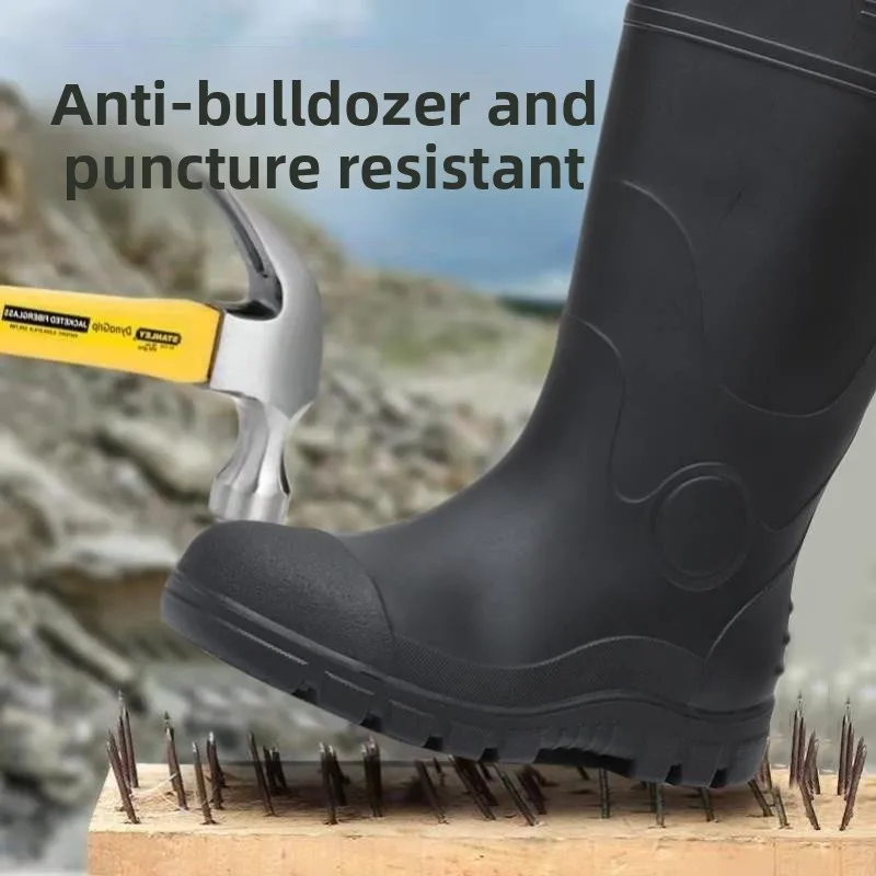 Men's Steel Toe Steel Bottom Rain Boots Thickened Mid-Calf Industrial Labor Protection Boots Anti-Slip Wear-Resistant Shoes
Men's Steel Toe Steel Bottom Rain Boots Thickened Mid-Calf Industrial Labor Protection Boots Anti-Slip Wear-Resistant Shoes