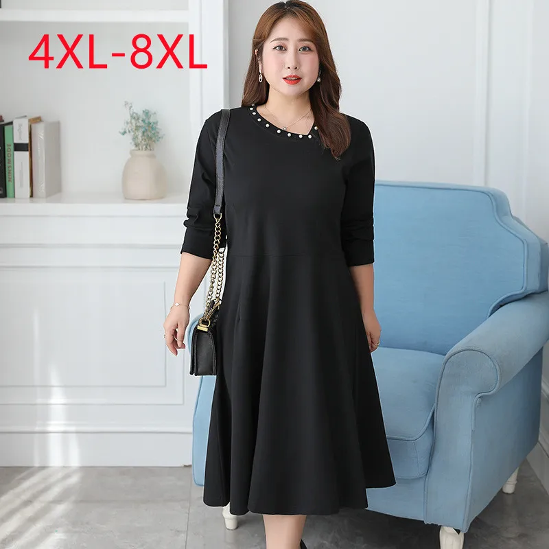 New 2022 Ladies Spring Autumn Plus Size Midi Dress For Women Large Size Long Sleeve V-neck black Dress 4XL 5XL 6XL 7XL 8XL
New 2022 Ladies Spring Autumn Plus Size Midi Dress For Women Large Size Long Sleeve V-neck black Dress 4XL 5XL 6XL 7XL 8XL