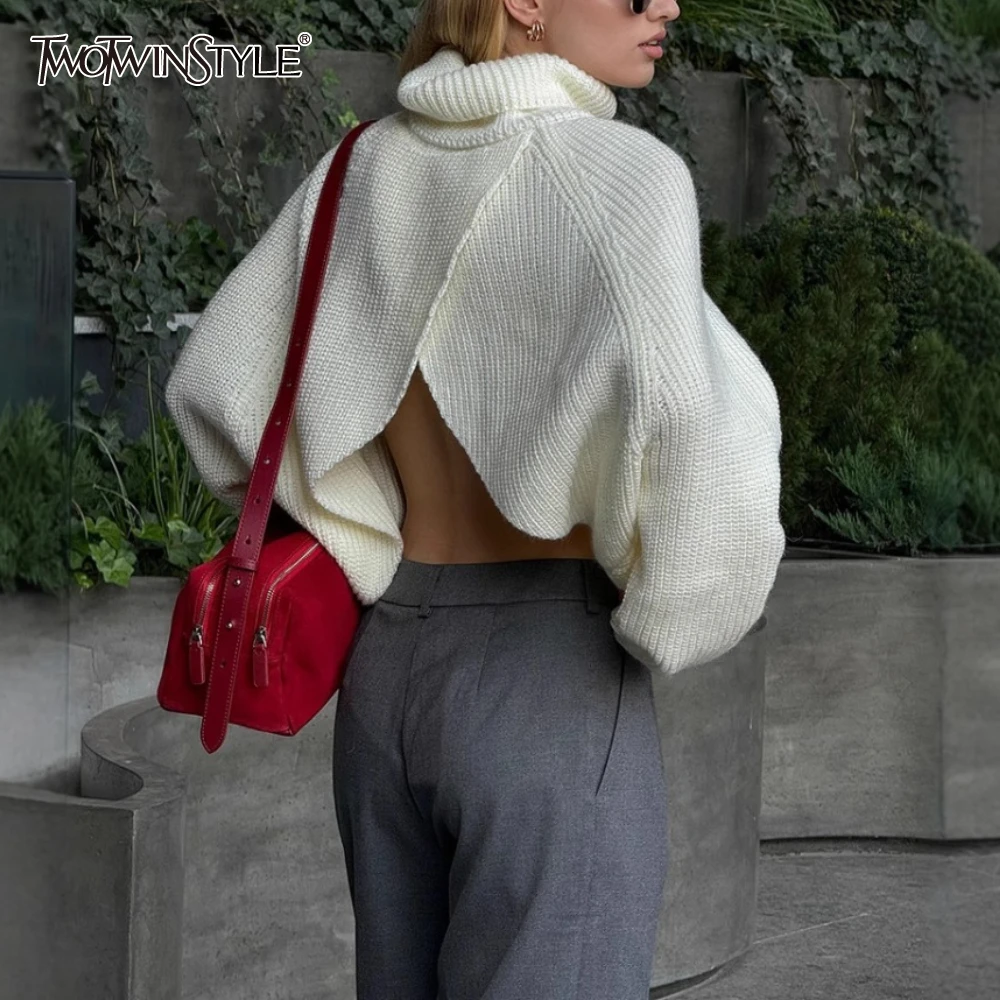 TWOTWINSTYLE High Street свитер с разрезом сзади для женщин с высоким воротником и длинными рукавами, свободный темпераментный трикотаж, женская осенняя мода
TWOTWINSTYLE High Street свитер с разрезом сзади для женщин с высоким воротником и длинными рукавами, свободный темпераментный трикотаж, женская осенняя мода