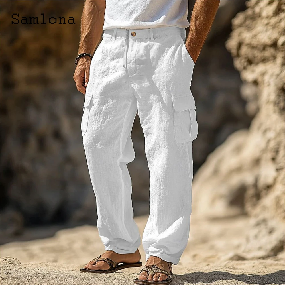 2025 Men Elegant Stand Pocket Cotton Linen Pants Solid White Black Ankle-Length Trouser Plus Size Mens Casual Beach Hotpants New
2025 Men Elegant Stand Pocket Cotton Linen Pants Solid White Black Ankle-Length Trouser Plus Size Mens Casual Beach Hotpants New