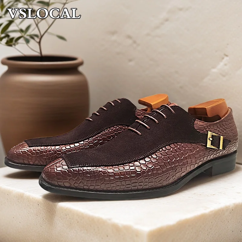 Luxury Men Oxford Shoes Lace up Split Toe Black Brown Mens Dress Shoes Suede Patchwork Crocodile print Leather Shoes Men
Luxury Men Oxford Shoes Lace up Split Toe Black Brown Mens Dress Shoes Suede Patchwork Crocodile print Leather Shoes Men