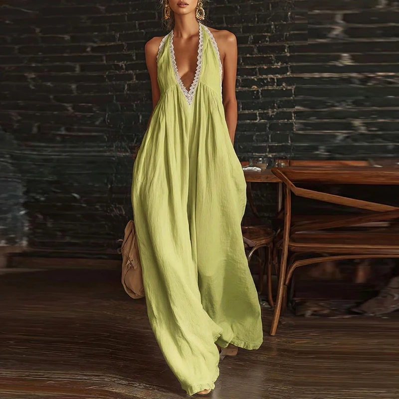 New Summer Casual V Neck Sleeveless Loose Beach Holiday Dress Boho Pocket Lace Patchwork Party Long Dress Women Maxi Dresses
New Summer Casual V Neck Sleeveless Loose Beach Holiday Dress Boho Pocket Lace Patchwork Party Long Dress Women Maxi Dresses