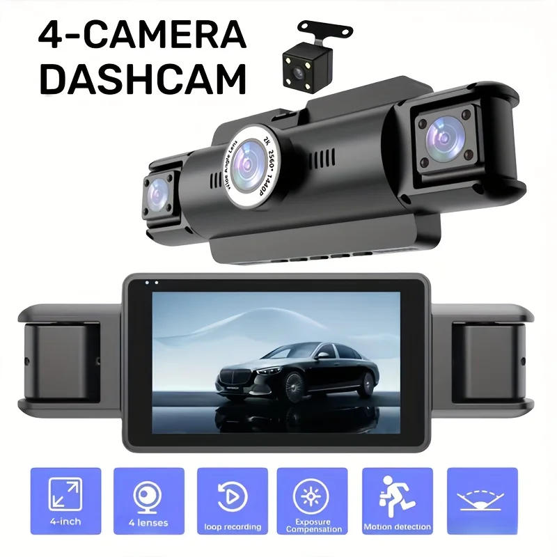 4-channel 1080p dashcam with simultaneous recording, loop recording, 24-hour parking surveillance, and HD night vision
4-channel 1080p dashcam with simultaneous recording, loop recording, 24-hour parking surveillance, and HD night vision
