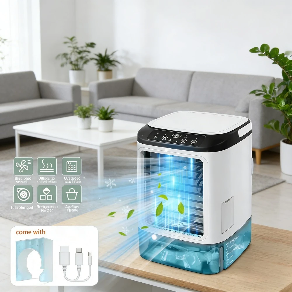 Portable Mini Air Cooler Fan Dual Atomization Version With Ice Box USB Powered 3 Speeds Personal Air Conditioner For Home Office
Portable Mini Air Cooler Fan Dual Atomization Version With Ice Box USB Powered 3 Speeds Personal Air Conditioner For Home Office
