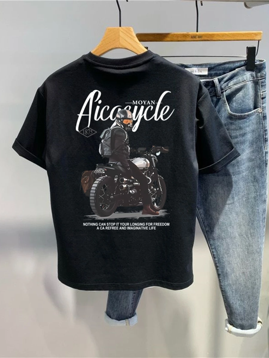 Summer New Tops Short-Sleeved T-Shirt Men's Summer Trendy Brand Ins Personalized Motorcycle Printed Round Neck Slim T-Shirt
Summer New Tops Short-Sleeved T-Shirt Men's Summer Trendy Brand Ins Personalized Motorcycle Printed Round Neck Slim T-Shirt