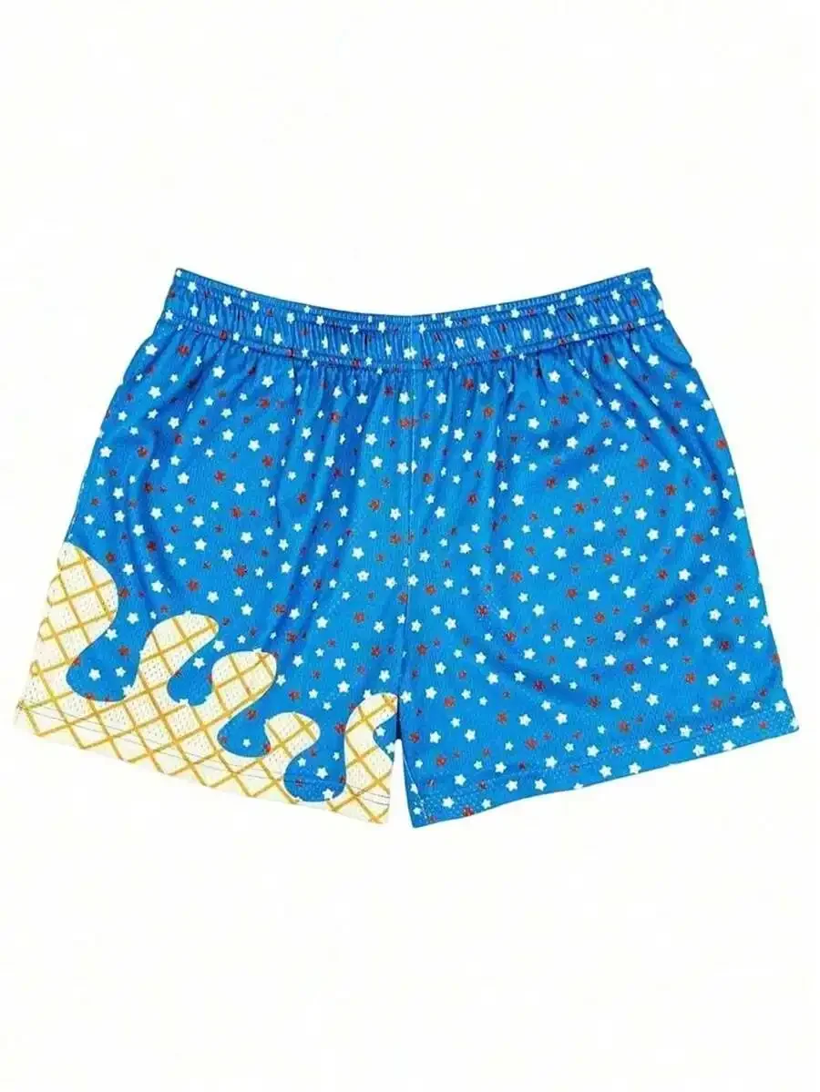 Casual Ice Cream Print Shorts With Star Pattern Mesh Inseam For Women
Casual Ice Cream Print Shorts With Star Pattern Mesh Inseam For Women