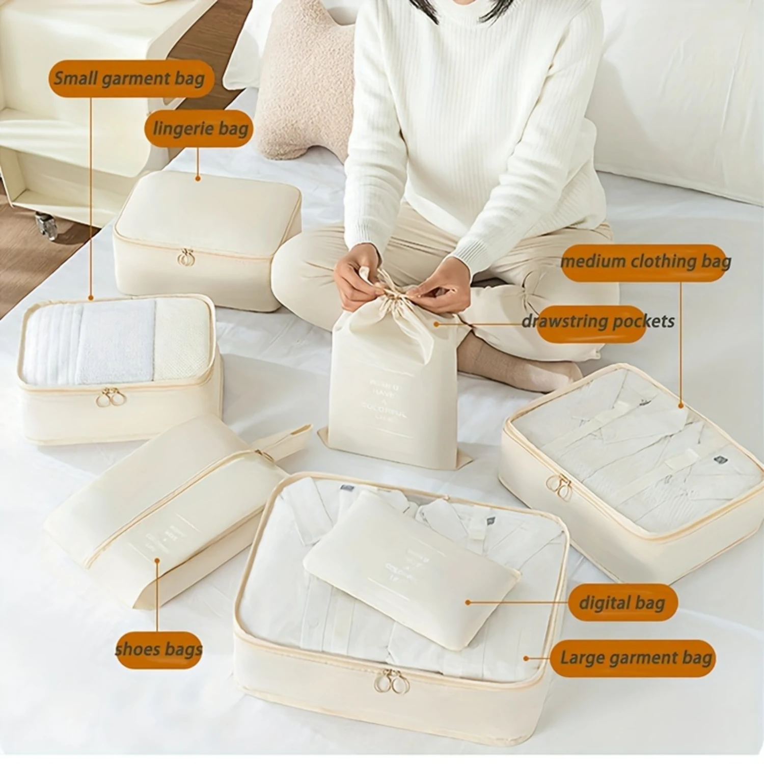 A set of 7-piece foldable clothing storage box and portable luggage clothing storage bag, suitable for storing jackets, underwea
A set of 7-piece foldable clothing storage box and portable luggage clothing storage bag, suitable for storing jackets, underwea