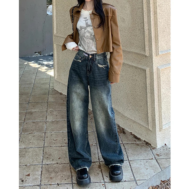 High Waist Wide Leg Jeans Women's Loose Fit Floor Length Straight Cut Denim Pants Spring Autumn Vintage Design Slimming Effect
High Waist Wide Leg Jeans Women's Loose Fit Floor Length Straight Cut Denim Pants Spring Autumn Vintage Design Slimming Effect