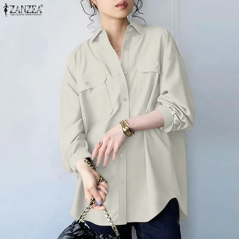 Fashion Shirts ZANZEA Women Tops and Blouse Long Sleeve Solid Female Elegant Lapel Pockes Loose Casual Blusas Office Clothing
Fashion Shirts ZANZEA Women Tops and Blouse Long Sleeve Solid Female Elegant Lapel Pockes Loose Casual Blusas Office Clothing
