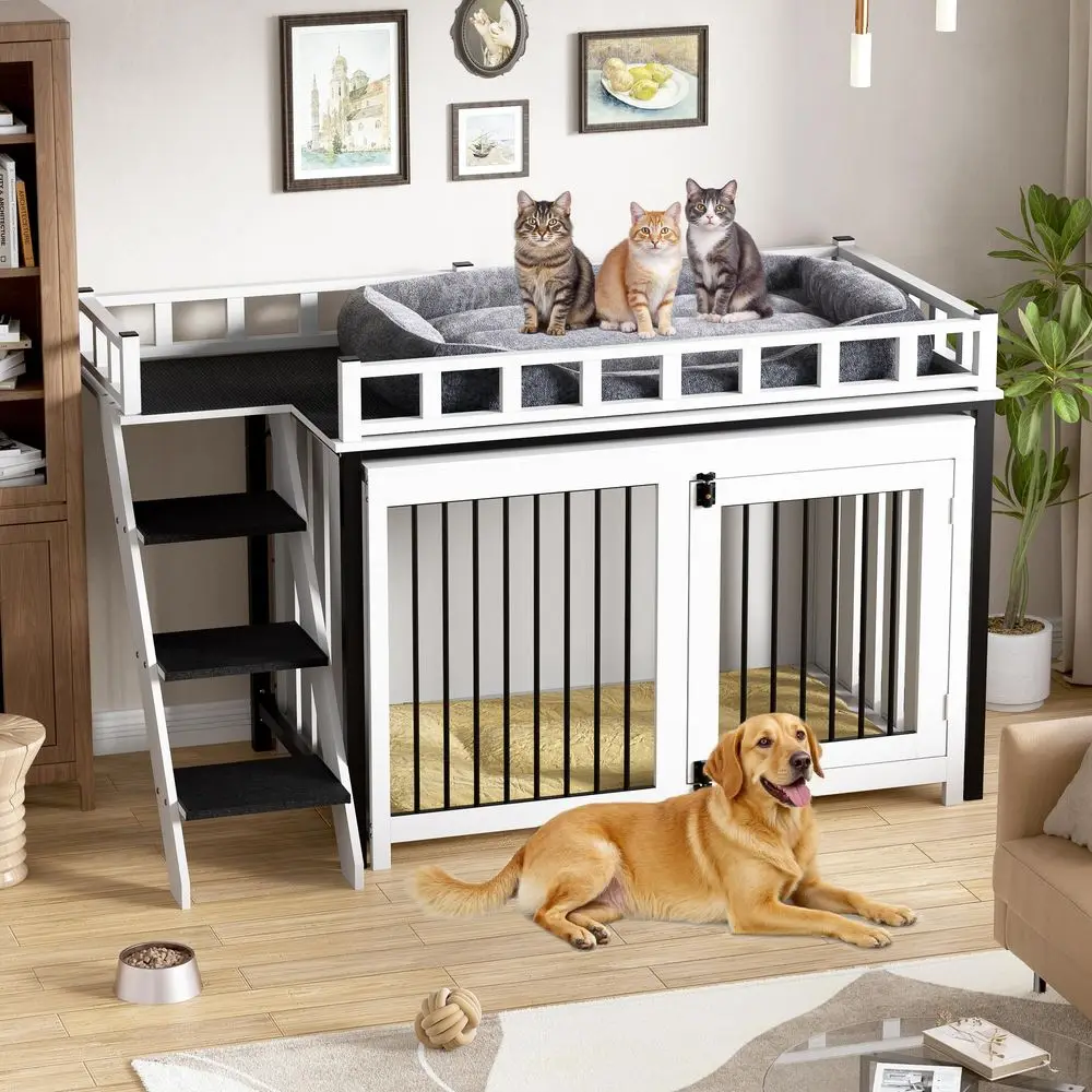 Dog Crate Furniture, Pet Bunk Bed with Stairs and Storage, Dogs Cats Window Perch, with MultiPurpose Blanket and Fluffy Dog Bed
Dog Crate Furniture, Pet Bunk Bed with Stairs and Storage, Dogs Cats Window Perch, with MultiPurpose Blanket and Fluffy Dog Bed