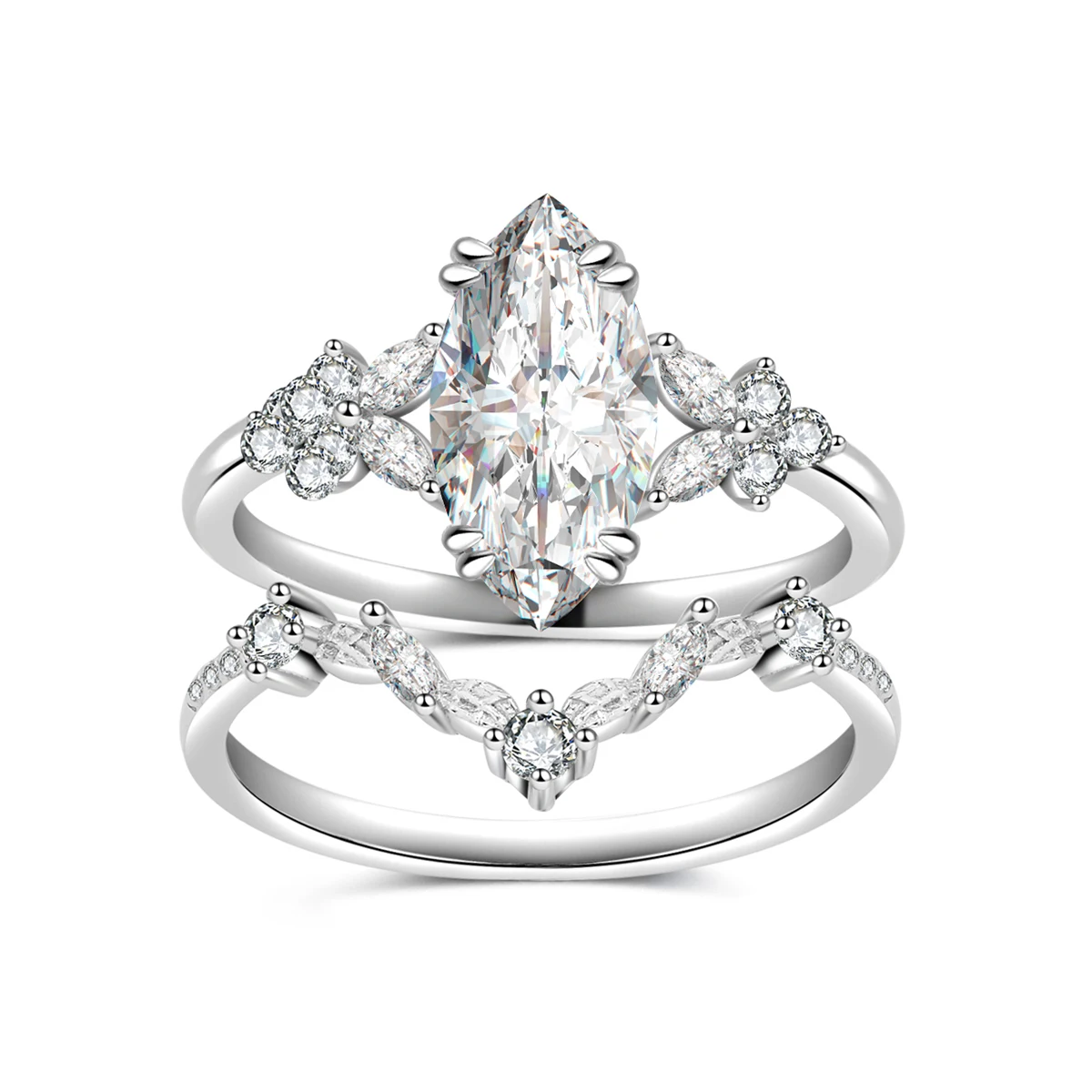 S925 sterling silver plated with 18K white gold marquise-cut moissanite diamond exquisite set center stone 8*5mm/1.0ct
S925 sterling silver plated with 18K white gold marquise-cut moissanite diamond exquisite set center stone 8*5mm/1.0ct