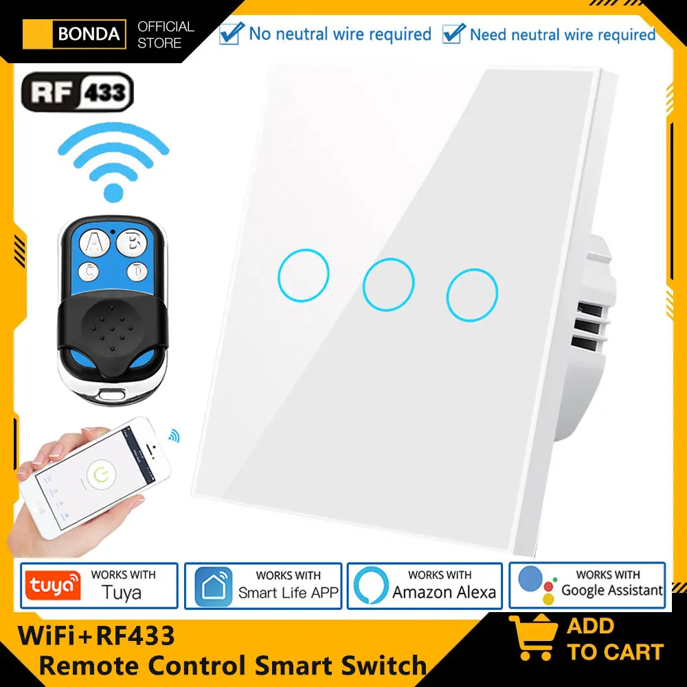 Умный пульт дистанционного управления EU Wi-Fi + RF433 Нейтральный провод не требуется Сенсорный переключатель света 1/2/3Gang Работает с Alexa Google Home Tuya
Умный пульт дистанционного управления EU Wi-Fi + RF433 Нейтральный провод не требуется Сенсорный переключатель света 1/2/3Gang Работает с Alexa Google Home Tuya