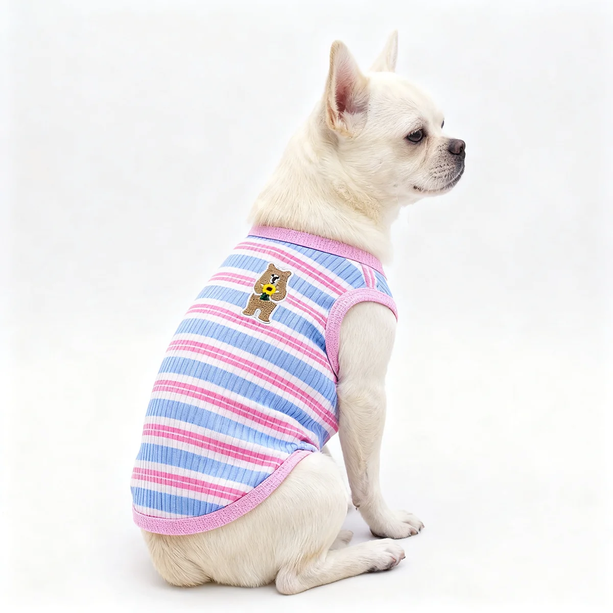 Adorable Striped Dog Vest with Bear Embroidery Soft Cotton Pet Apparel Lightweight Summer Dog Outfit for Small Dogs Puppy
Adorable Striped Dog Vest with Bear Embroidery Soft Cotton Pet Apparel Lightweight Summer Dog Outfit for Small Dogs Puppy
