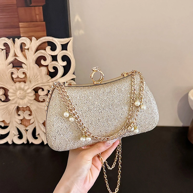 Shimmer Glitter Evening Handbag Multi-layer Pearl Pendant Gold Chain Ring Clasp Formal Prom Wedding Crossbody Clutch Purse
Shimmer Glitter Evening Handbag Multi-layer Pearl Pendant Gold Chain Ring Clasp Formal Prom Wedding Crossbody Clutch Purse