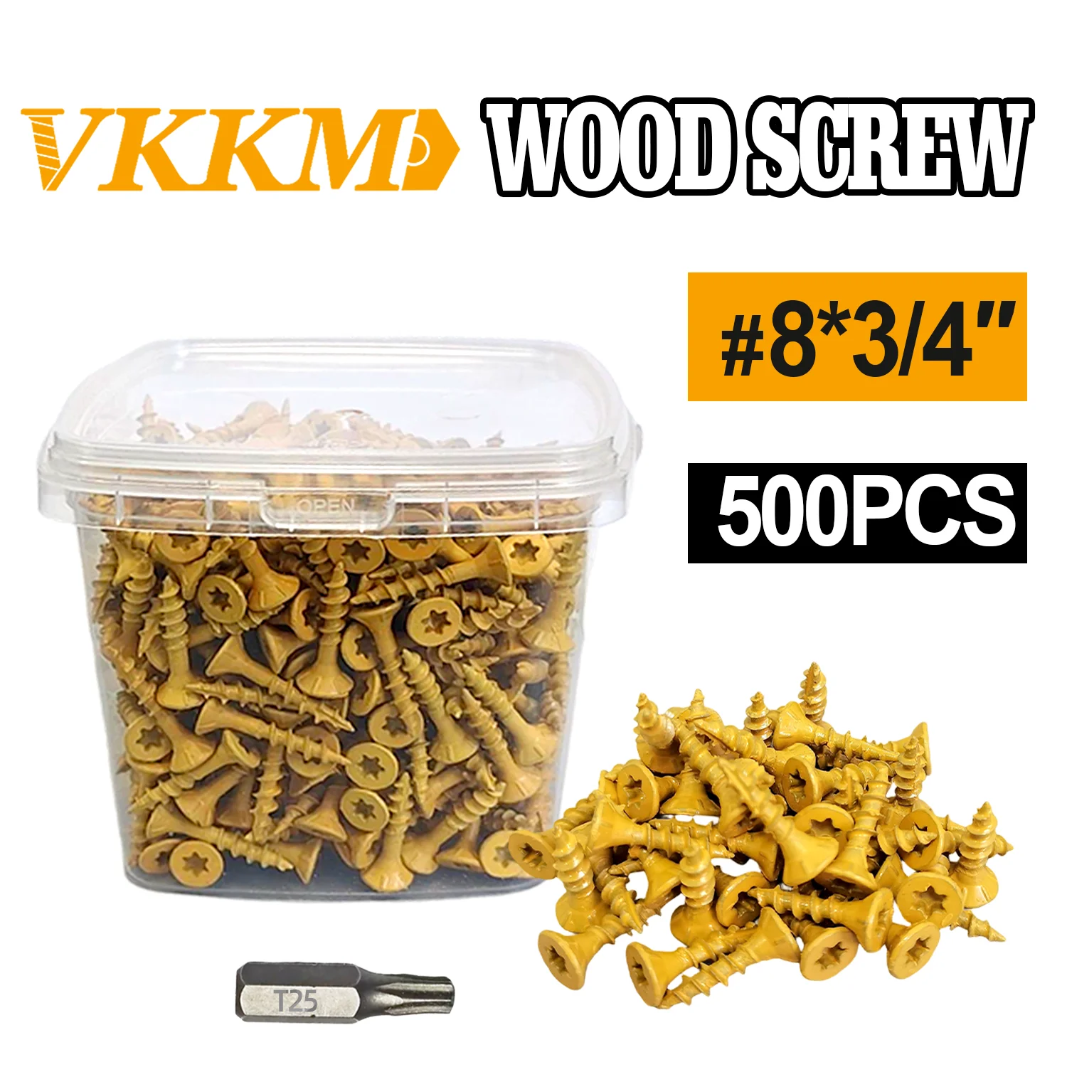 VKKM Deck Screws 3/4 Inch, Wood Screws #8 x 3/4", 500 PCS, Rust Resistant Coated, T25 Screws, T25 Star Bit Included, Tan
VKKM Deck Screws 3/4 Inch, Wood Screws #8 x 3/4", 500 PCS, Rust Resistant Coated, T25 Screws, T25 Star Bit Included, Tan