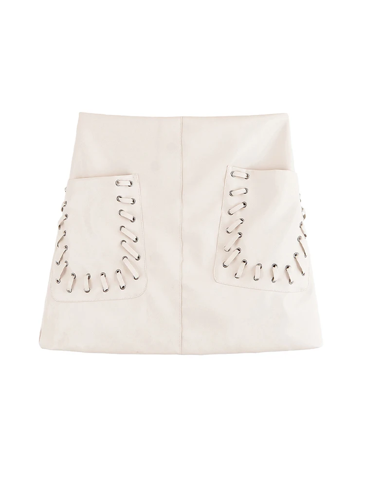 European and American style summer new women's fashion simple pocket decoration coated fabric high waist mini skirt
European and American style summer new women's fashion simple pocket decoration coated fabric high waist mini skirt